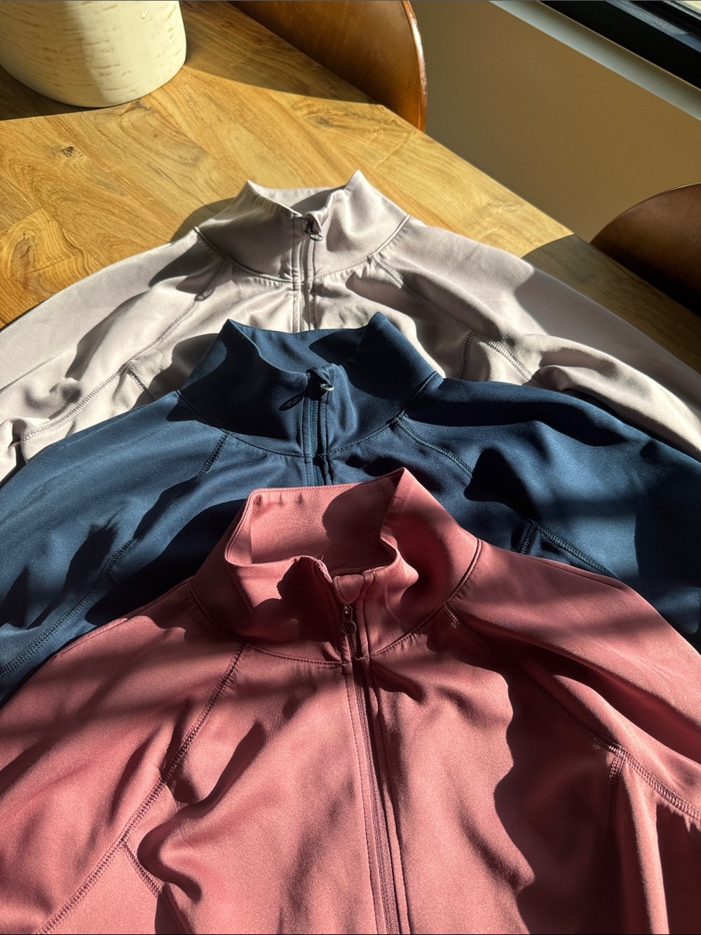 Pilates Bundle: 3 Zip-Up Jackets - Dusty Rose, Slate Blue, Pale Pink - Picture 2 of 6